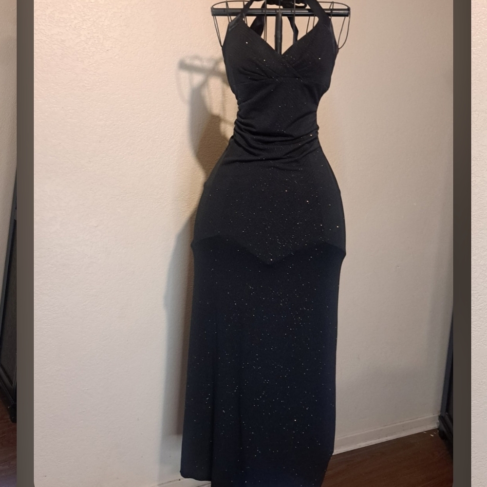 Elegant Black Halter Dress